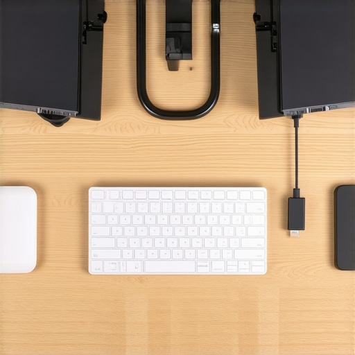 Optimal Weight Distribution for Standing Desk Stability A well-balanced standing desk setup with centered monitors and organized peripherals to prevent wobbling.