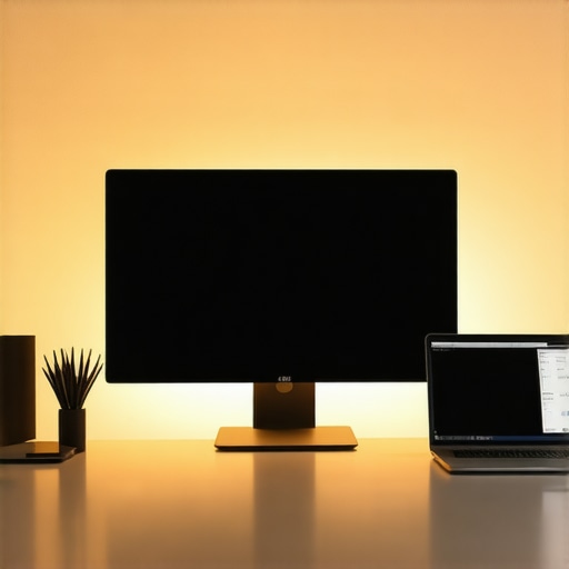 Optimized Desk Lighting and Dock Setup A professional workspace showing bias lighting behind a monitor and a clean USB-C dock configuration.