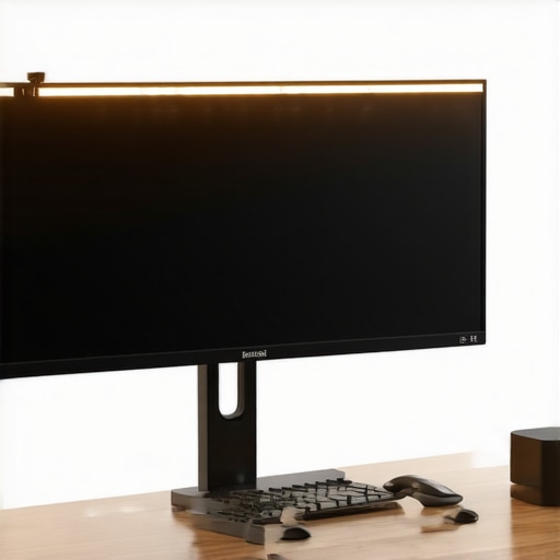 Optimized Desk Lighting and Dock Setup Close-up of a monitor light bar and USB-C dock on a minimalist desk