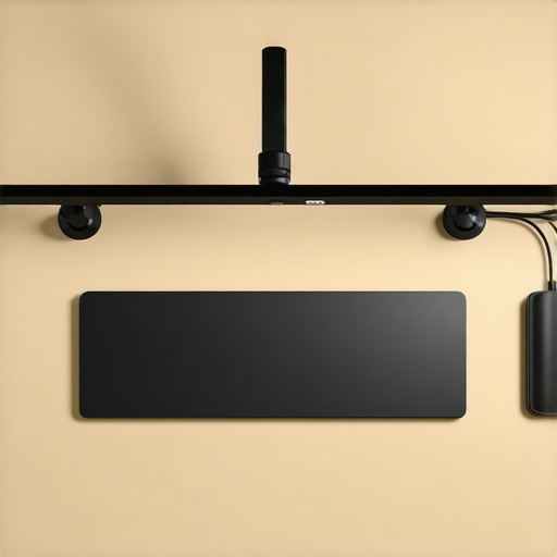 A professional desk setup featuring clean cable management, dual monitors, and an organized USB-C docking station