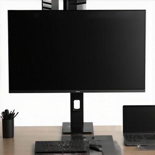 Modern desk setup with high refresh rate monitor and cable management.