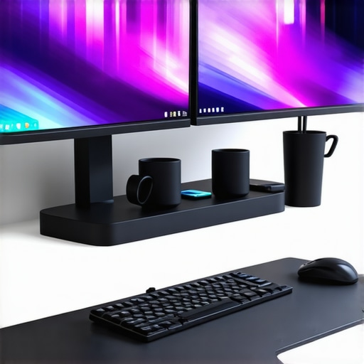 Optimized Professional Tech Workspace Layout A detailed shot of an ergonomic desk setup featuring a powered USB-C dock and balanced monitor lighting.
