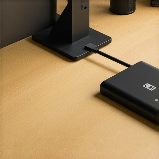 Optimized USB Receiver Placement on Desk Setup A passive USB extension cable keeping a wireless receiver away from USB-C dock interference under dual monitors