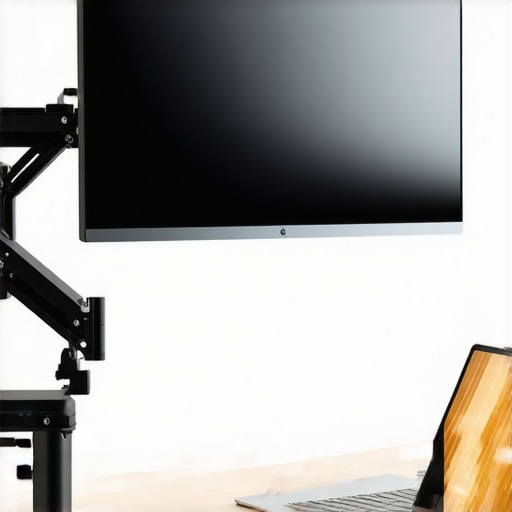 A professional desk setup showing an iPad and monitor with proper lighting to avoid glare.