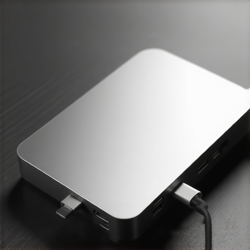 Optimizing USB-C Dock Connectivity Close-up of a professional USB-C docking station with managed cables on a modern desk.