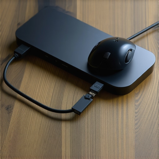 Optimizing USB-C Dock Connectivity Close-up of a USB-C dock with cable management on a professional desk setup.
