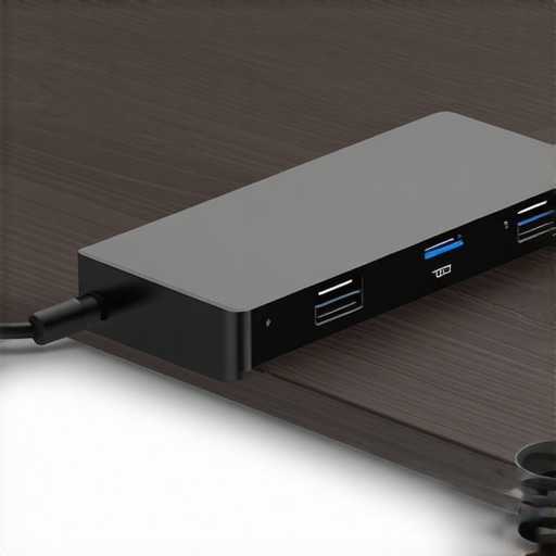 Optimizing USB-C dock placement for thermal efficiency High-performance USB-C dock on a wooden desk showing thermal vents