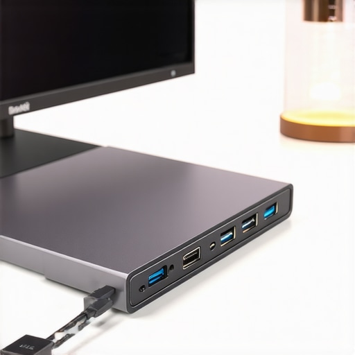 Optimizing a desk setup with a USB-C docking station A sleek USB-C dock on a desk with organized cables