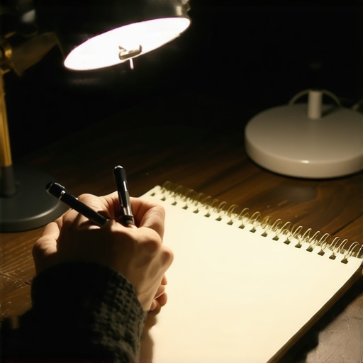 Optimizing the desk surface for handwriting Close-up of a fountain pen on a solid oak desk surface with warm lighting