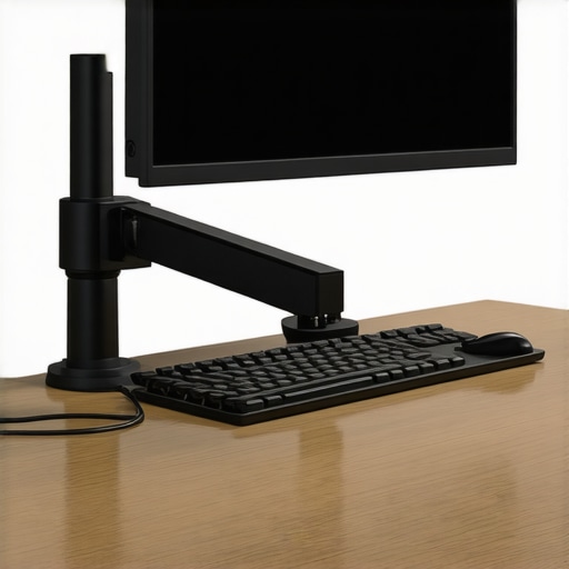 Premium Monitor Arm Cable Management A close-up showing clean cable management on a monitor arm