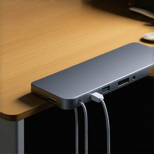 Pro USB-C Dock Maintenance and Mounting A well-maintained and mounted USB-C dock under a desk with organized cables.