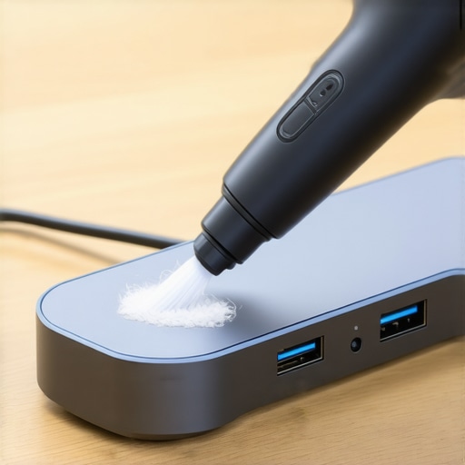 Electronic duster cleaning a USB-C docking station