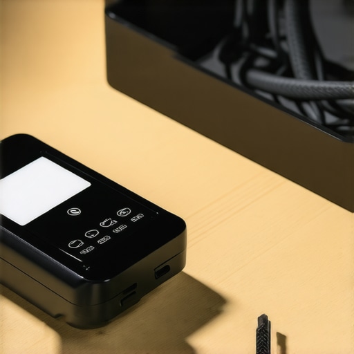 A person using a label maker to organize USB-C and Thunderbolt cables for a clean desk setup.