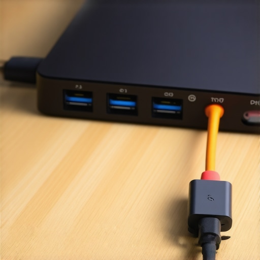 Professional Cable Labeling for USB-C Hubs A well-organized USB-C hub with color-coded cable labels for different port speeds and functions.