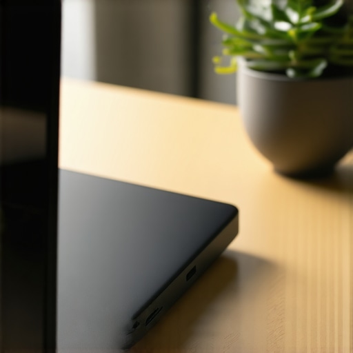 Professional Cable Management and Docking Station Setup A well-organized desk featuring a USB-C dock and managed cables for long-term productivity.