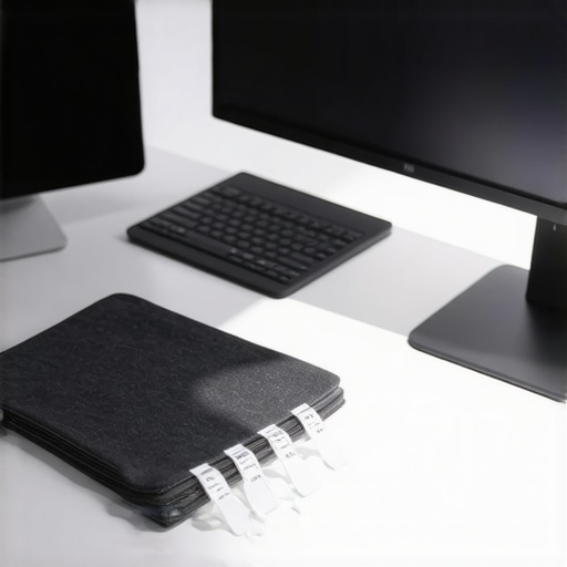 A collection of cleaning and organizational tools on a modern desk setup.