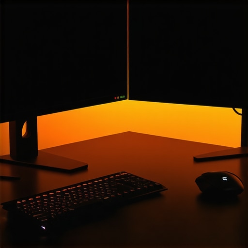Professional Desk Setup Integration High-end workspace showing integrated USB-C dock and bias lighting behind dual monitors.