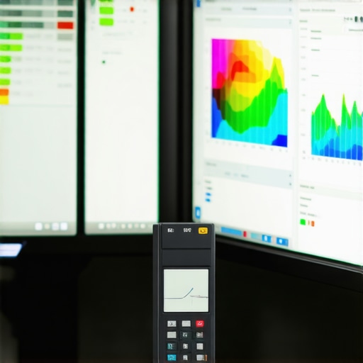 A hardware colorimeter tool calibrating a computer monitor for professional color accuracy.
