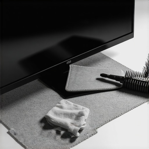 Professional Tech Maintenance Routine Close up of a person cleaning a computer monitor and desk accessories