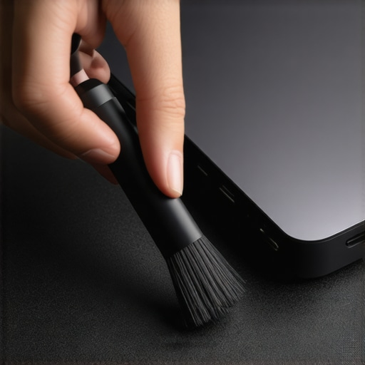 Close-up of cleaning dust out of a high-end USB-C docking station ports