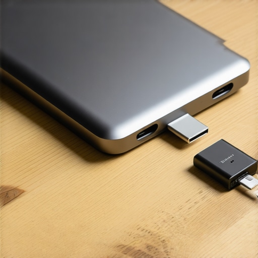 A high-quality USB-C docking station with multiple peripheral connections on a modern desk.