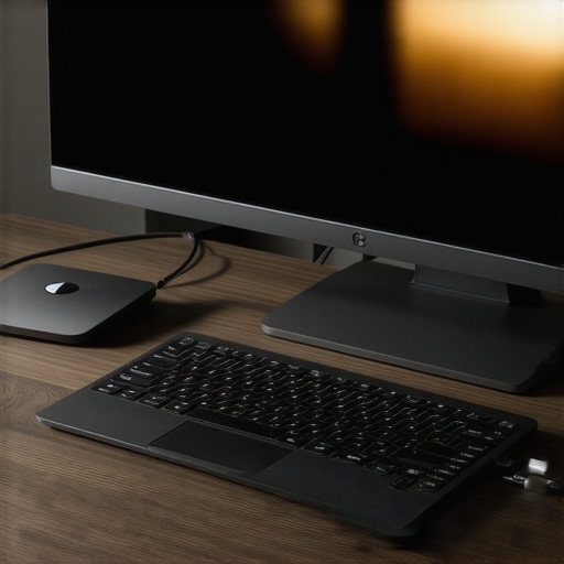 A streamlined desk setup with a high-end USB-C dock and Thunderbolt 4 cable to maximize productivity.