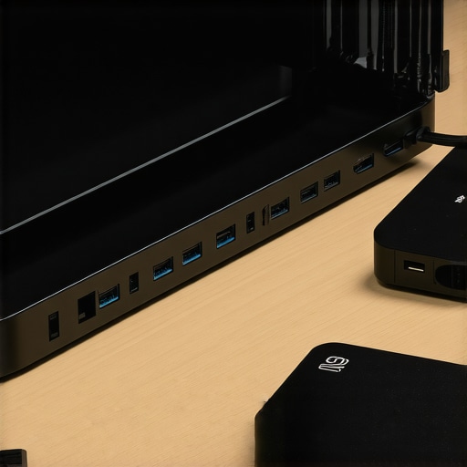 Professional Under-Desk Cable Management and Maintenance A clean office setup showing organized cables, labeled power bricks, and a USB-C docking station for long-term maintenance.