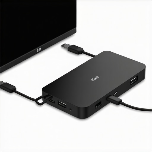 Professional Under-Desk USB-C Dock Mounting Close-up of a USB-C docking station mounted under a desk for improved airflow and cable management.