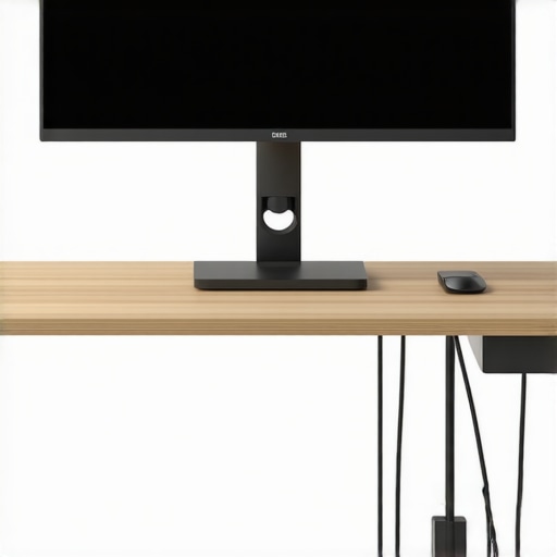 Professional Vertical Monitor Mounting System A vertical monitor securely mounted on a sturdy black arm in a modern home office.