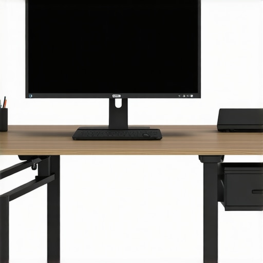 Proper Vertical Monitor Tilt and Height Alignment A side view showing the correct ergonomic tilt and height for a vertical computer monitor on a desk.