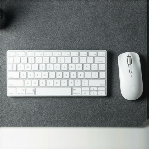A wide professional felt desk mat under a mechanical keyboard and mouse