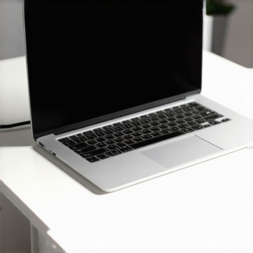 The secret to hiding laptop cables on a white minimalist desk