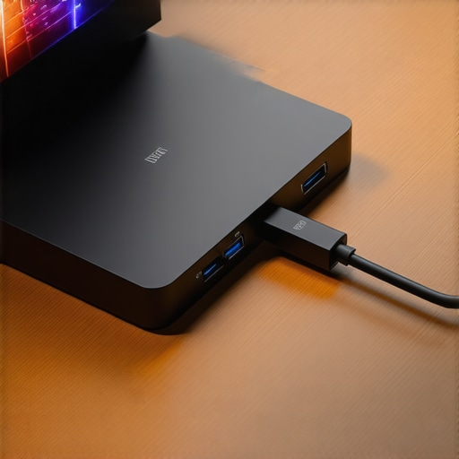 Close-up of an overheating USB-C dock with heat-map visualization.